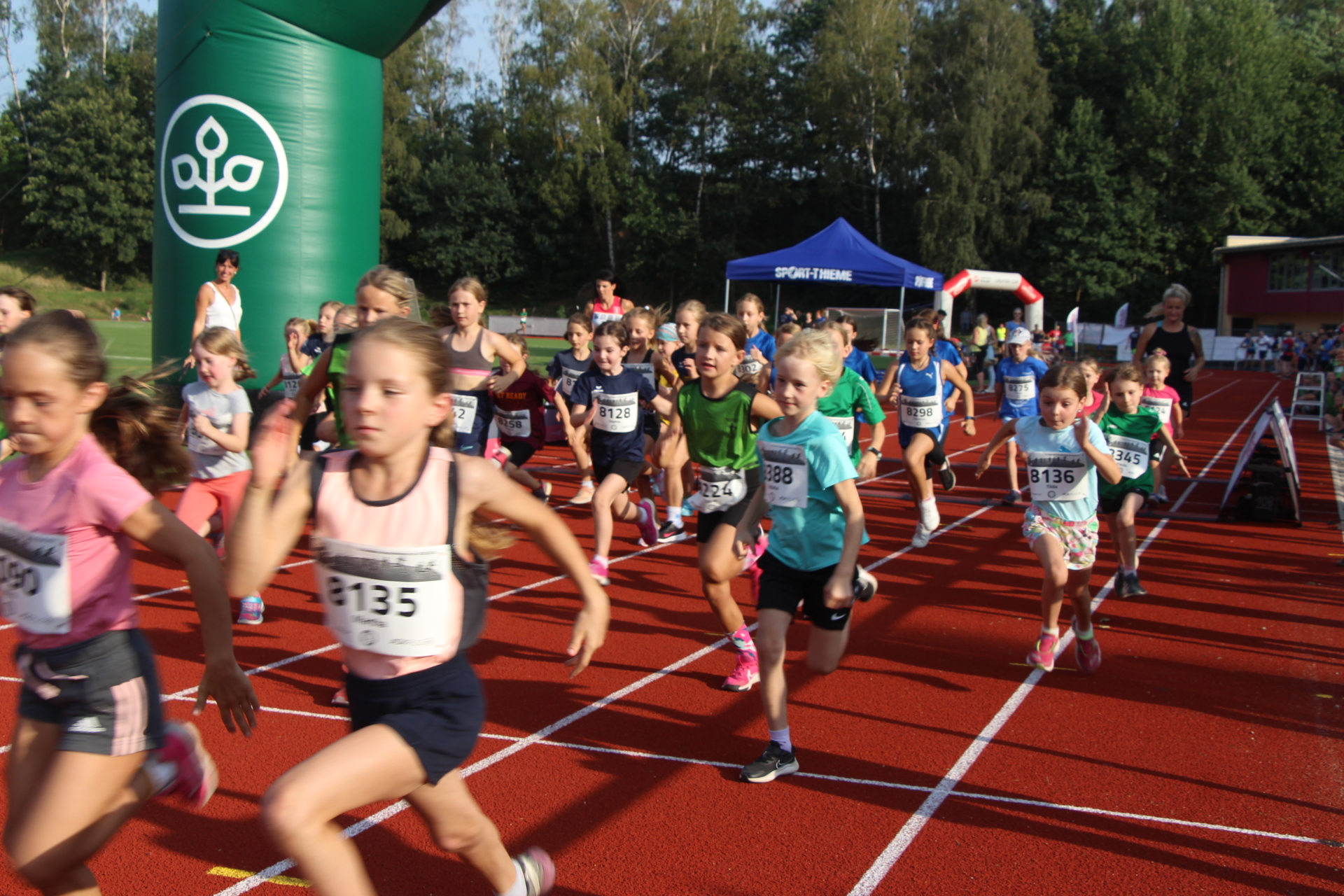 Kinder beim Zieleinlauf des Nachwuchslaufs